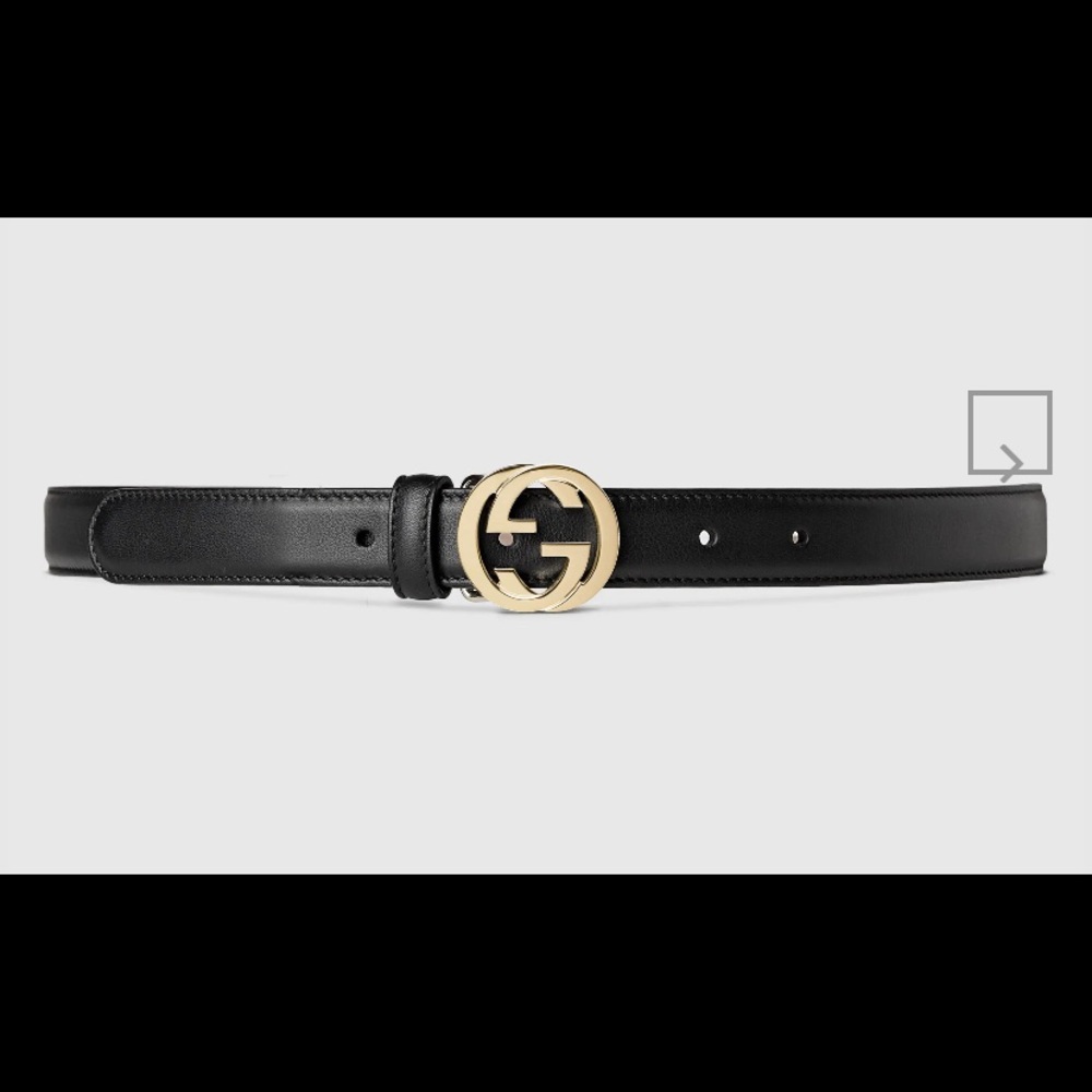 Black leather Gucci double G belt